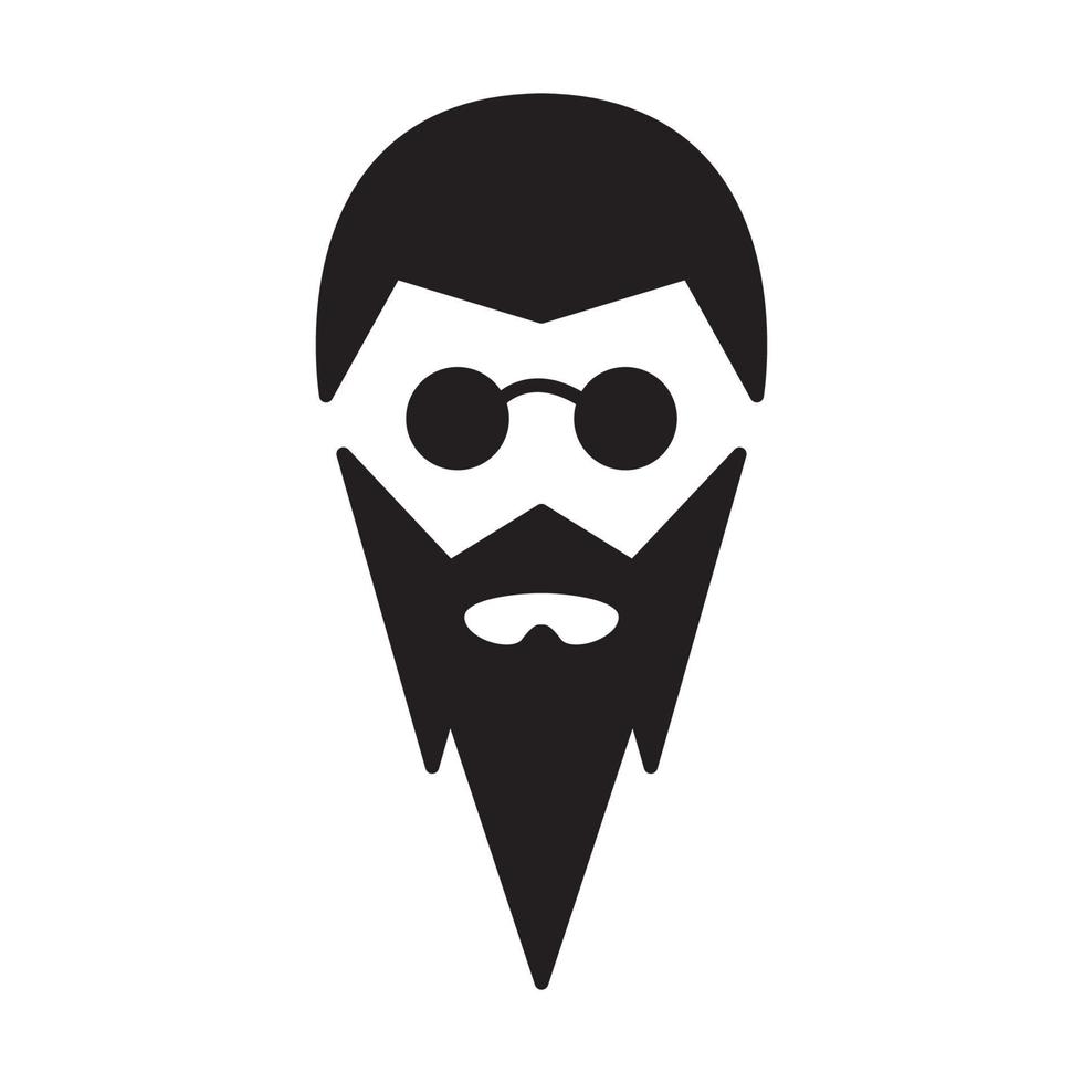 schattig hoofd man lange baard logo vector symbool pictogram ontwerp illustratie