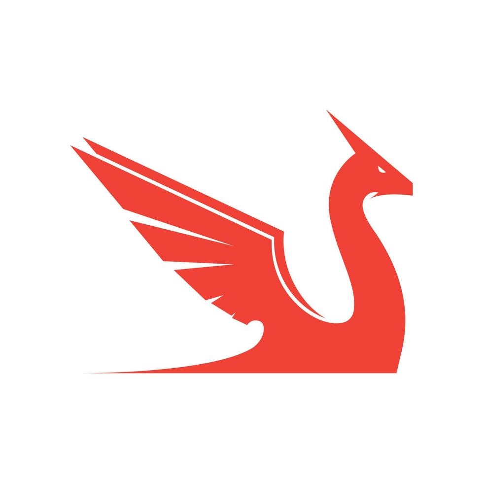 platte rode draak modern logo ontwerp vector grafisch symbool pictogram teken illustratie creatief idee
