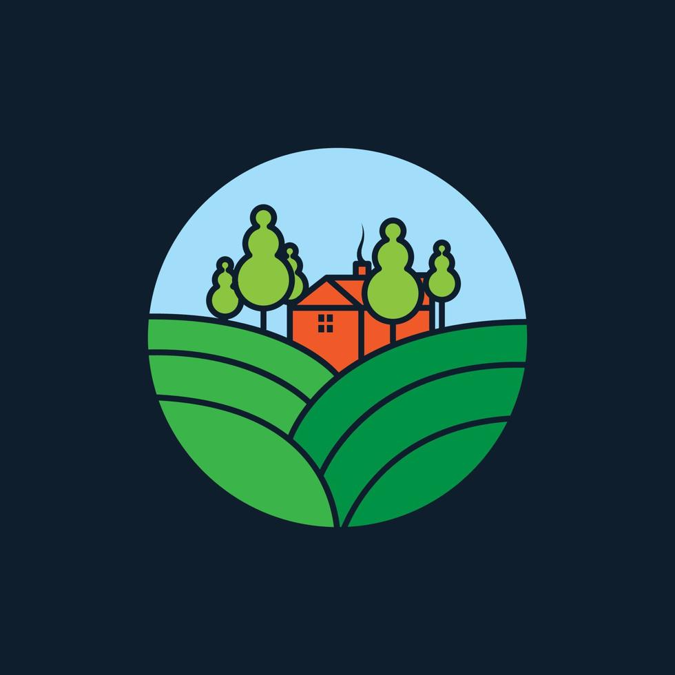 cirkel groene plant met tuin huis boom abstract kleurrijk logo pictogram vector illustratie ontwerp