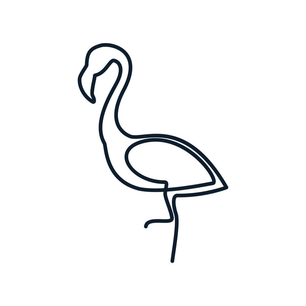 flamingo opstaan lijn minimalistisch logo vector illustratie ontwerp