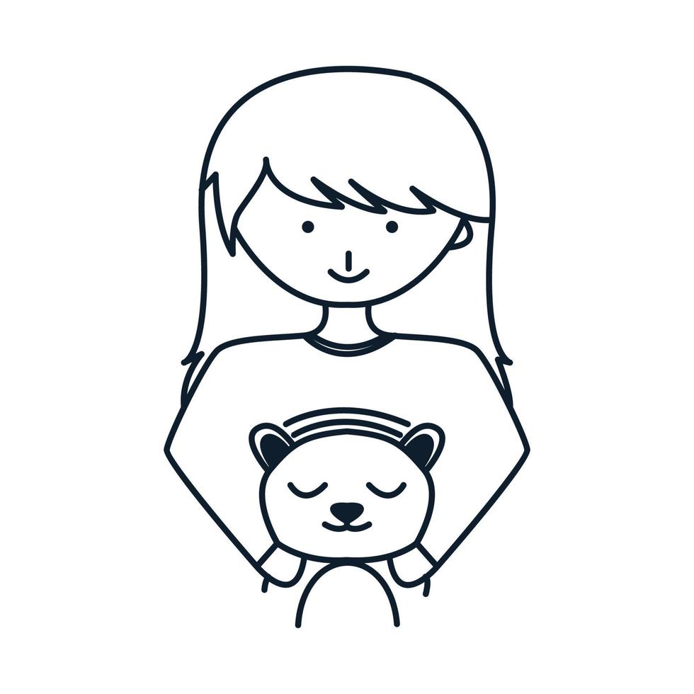 mooie vrouw of meisje of dochter of vrouw of moeder met hond schattige vectorillustratie vector