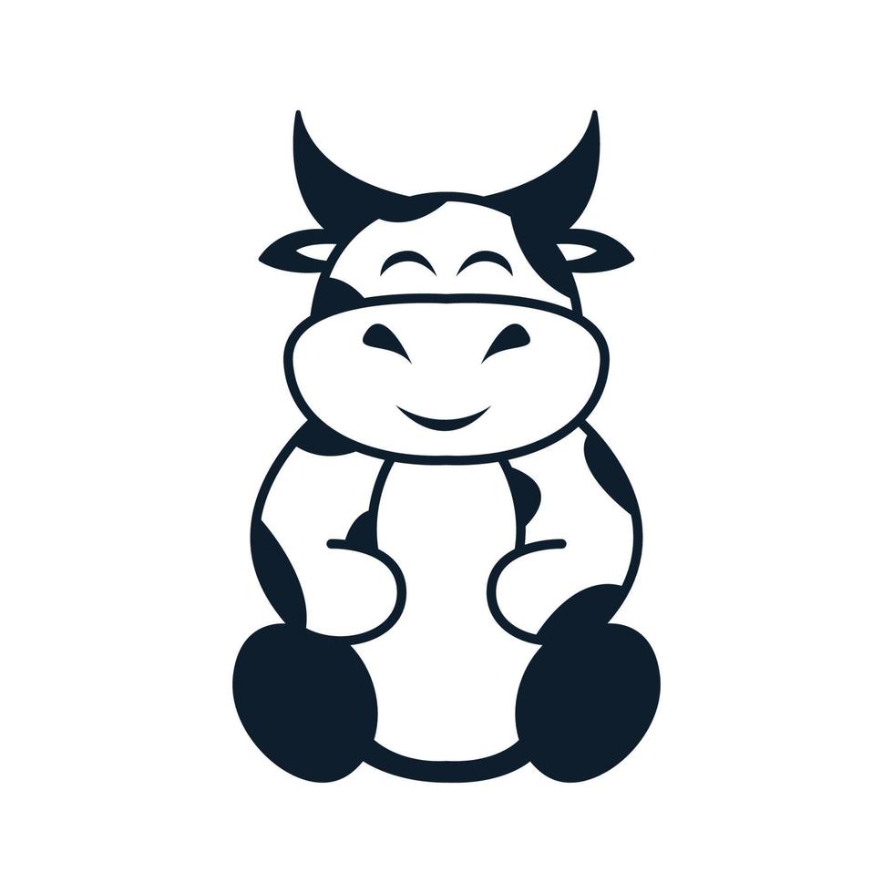 dierlijke koe of melkkoeien schattig cartoon gelukkig logo vector illustratie ontwerp