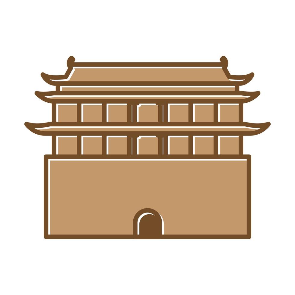 Aziatisch Chinees of Japans monument logo vector pictogram illustratie ontwerp