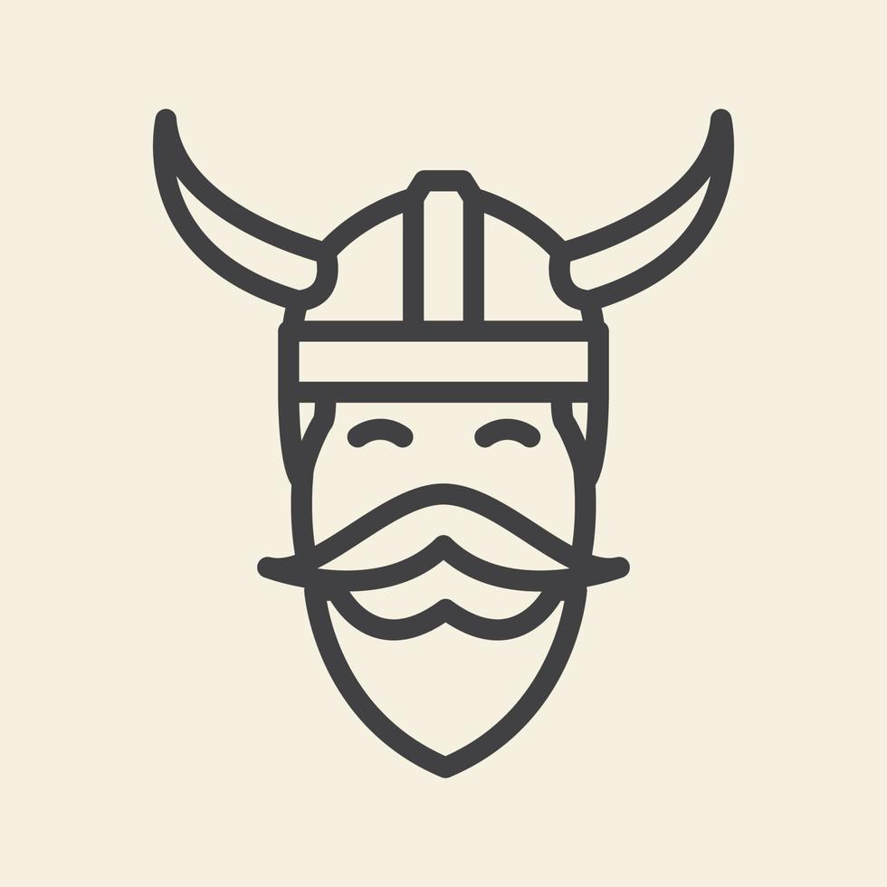 schattig hoofd viking lijn logo symbool pictogram vector grafisch ontwerp illustratie