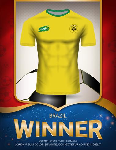 Voetbalbeker 2018, de winnaarconcept van Brazilië. vector