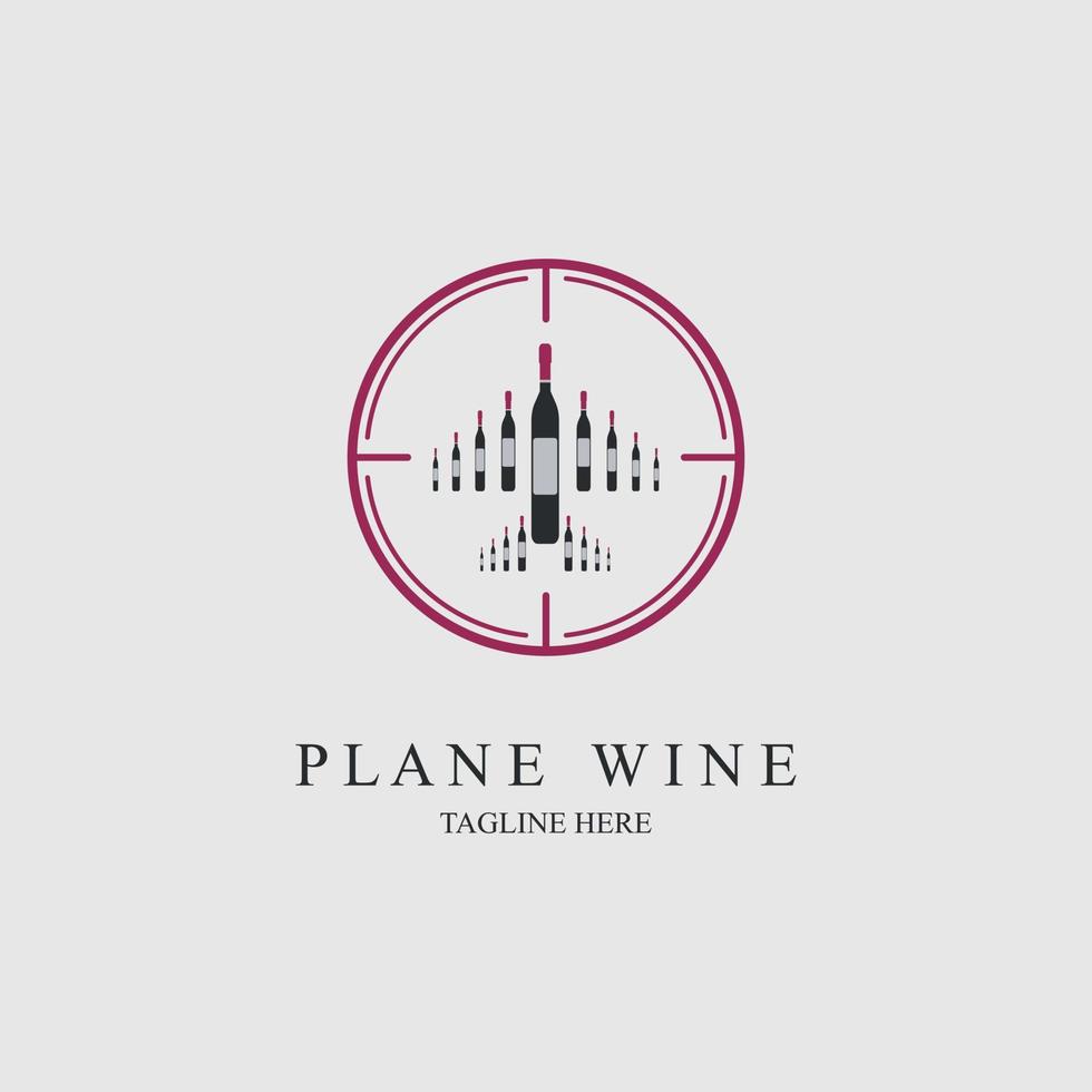 wijn vliegtuig cirkel logo ontwerpsjabloon voor merk of bedrijf en andere vector