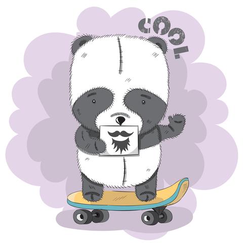 Schattige kleine Panda op een skateboard vector