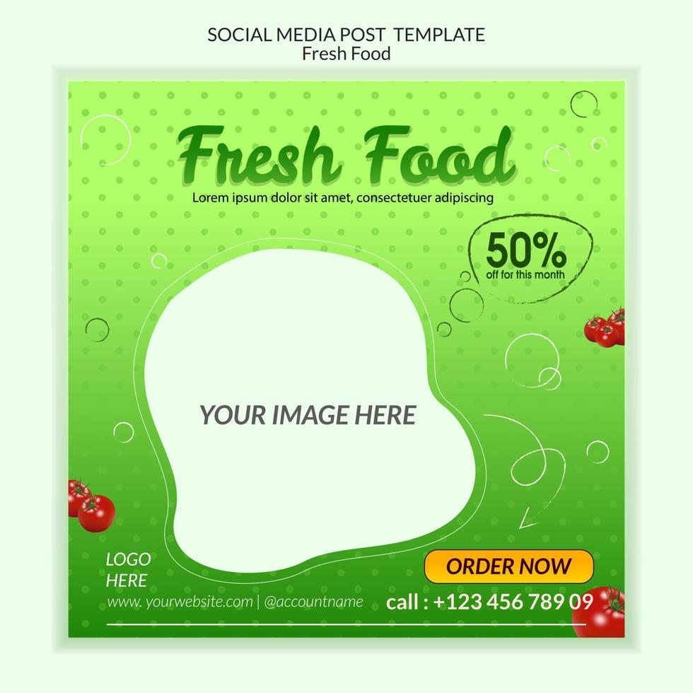 social media postsjabloon - vers voedsel vector