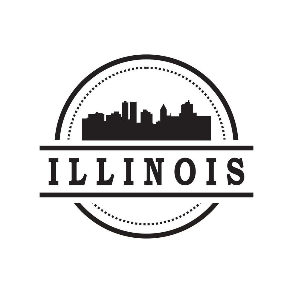 illinois skyline silhouet vector logo