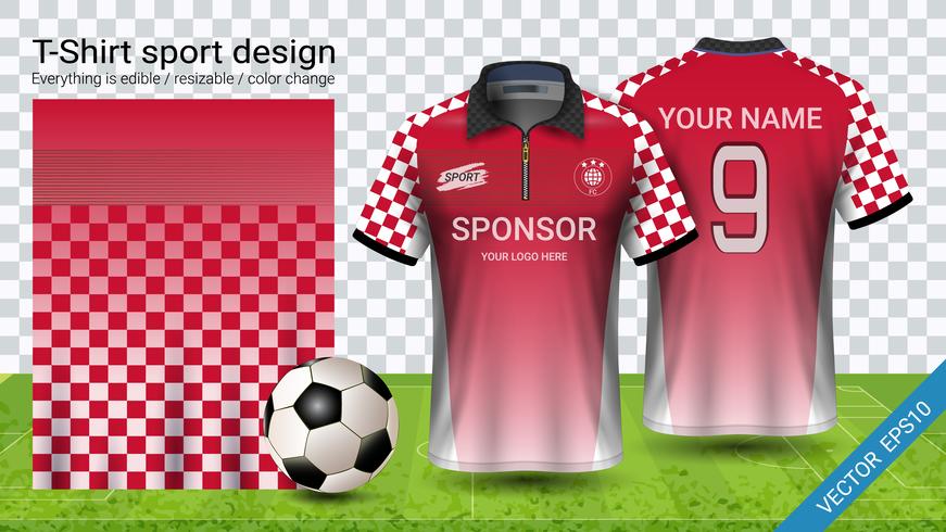 Polo-t-shirtontwerp met ritssluiting, voetbal jersey sport mockup sjabloon voor voetbal kit of activewear uniform. vector