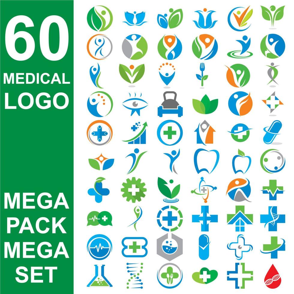 set van medisch logo, set van apotheek vector