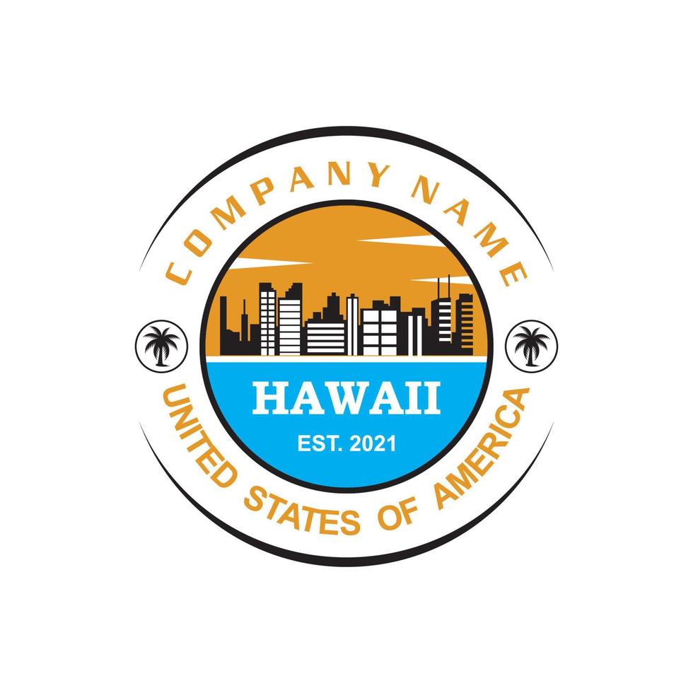 hawaii skyline vector, honolulu wolkenkrabber logo vector