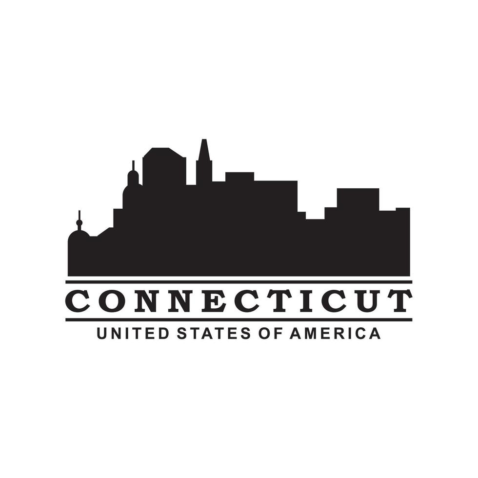 Connecticut skyline silhouet vector logo
