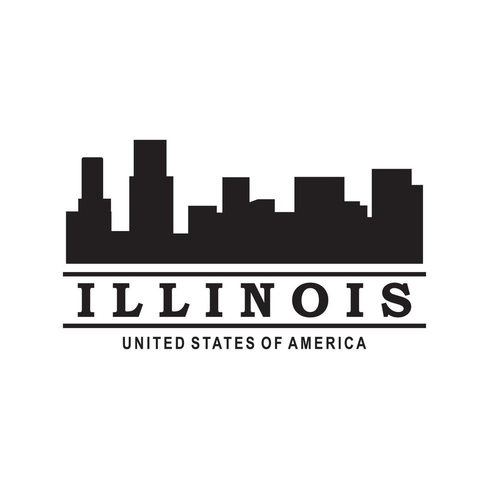 illinois skyline silhouet vector logo