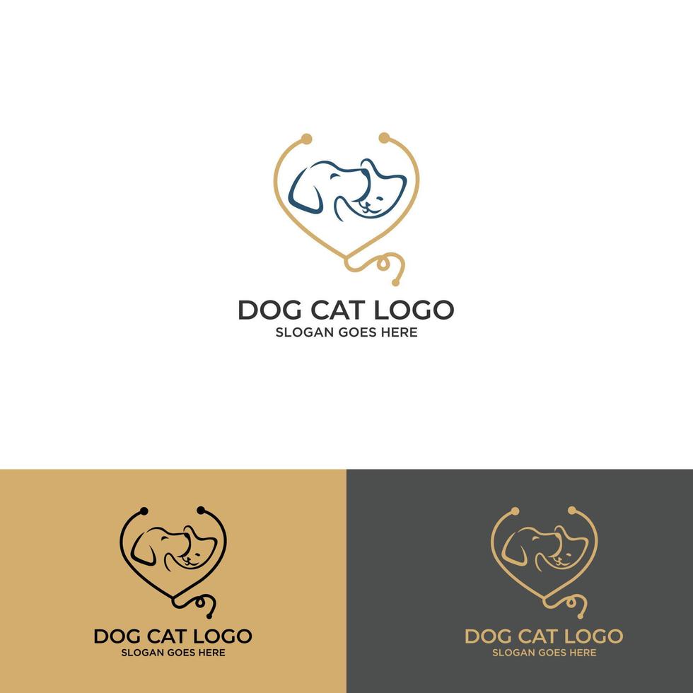hond en kat logo ontwerp vector. vector