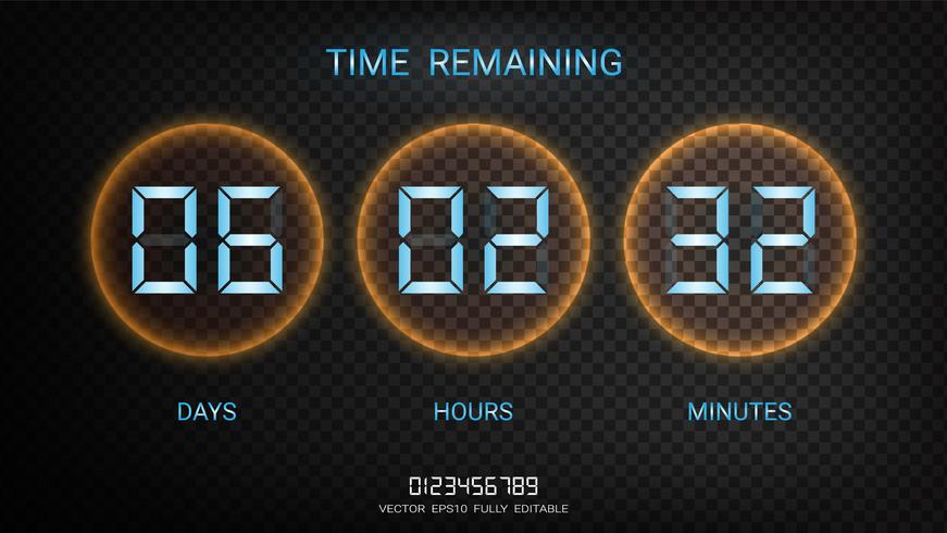 Countdown timer resterend of Clock counter scoreboard met dagen, uren en minuten verschijnt. vector