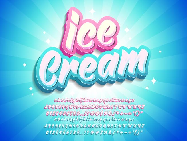 Ice Cream Text Effect Pop 3d-stijl vector