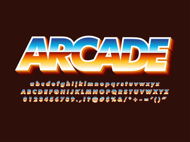 80s retro futurisme arcade game lettertype vector