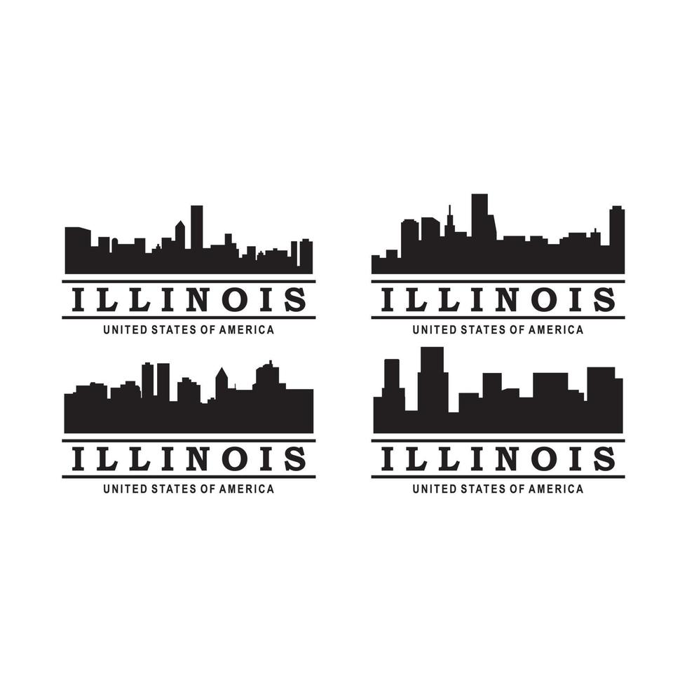 een set van illinois skyline silhouet logo vector