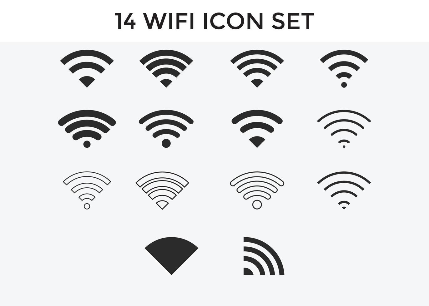 set van draadloos netwerk teken symbool wifi pictogram zwarte kleur vector