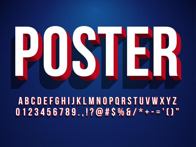 Moderne 3D-poster lettertype vector