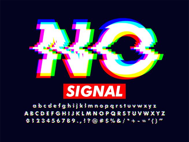 Vervormd Glitch-lettertype-effect met RGB-kleur vector