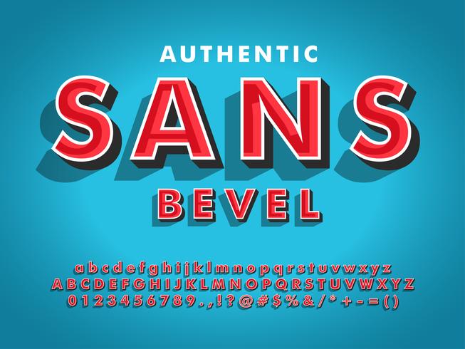 Modern Sans Serif-lettertype met 3d afgeschuind vector