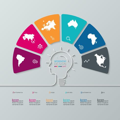 Continentale infographicsinformatie over vector grafisch art.