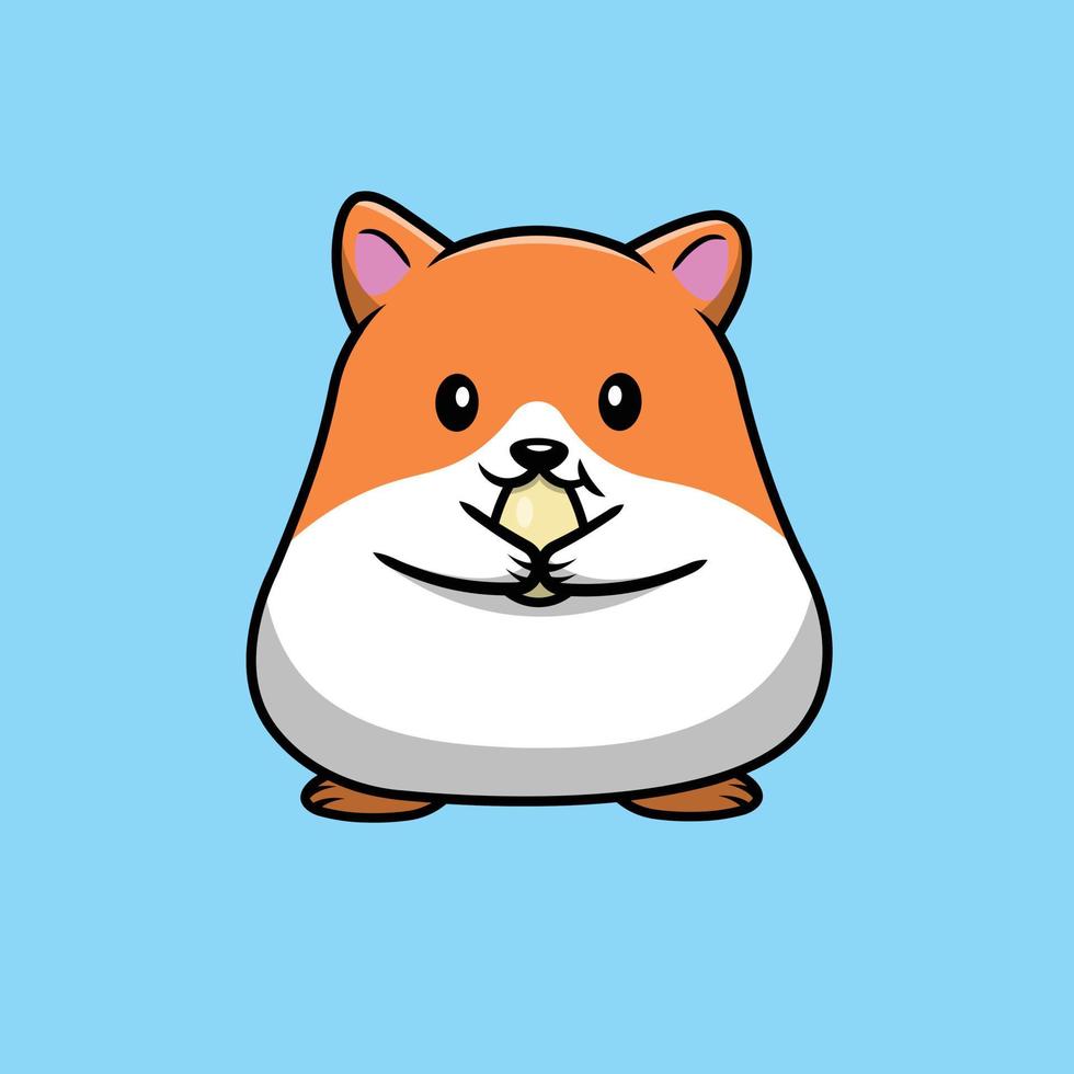 schattige hamster eten zonnebloemzaad cartoon vectorillustratie pictogram. dierlijk voedsel pictogram concept geïsoleerde premium vector. platte cartoonstijl vector