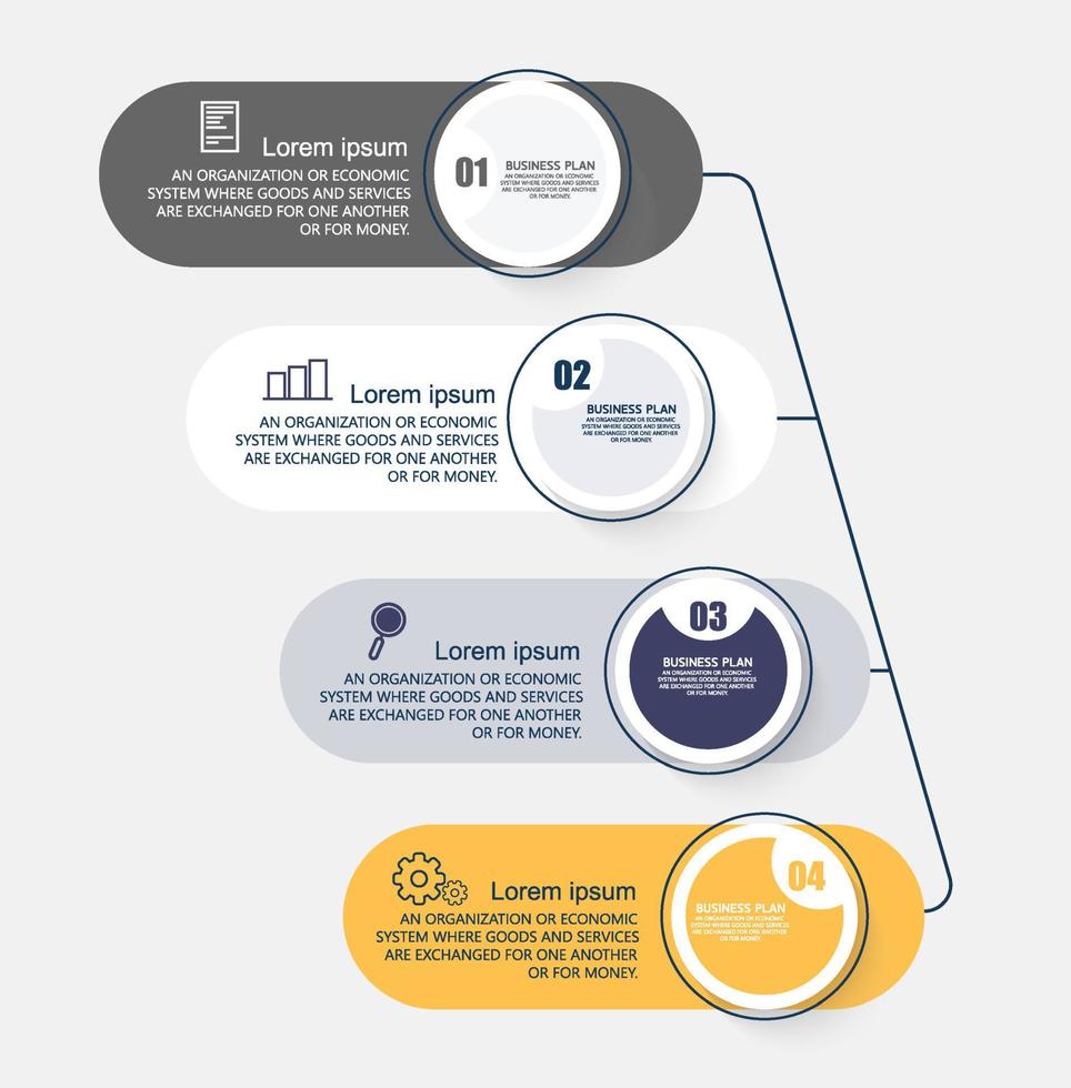 tijdlijn infographic sjabloon presentatie bedrijfsidee met pictogrammen, opties of stappen. infographics voor zakelijke ideeën kunnen worden gebruikt voor gegevensafbeeldingen, stroomdiagrammen, websites, banners. vector