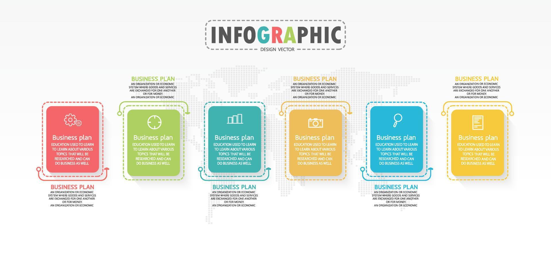 tijdlijn infographic sjabloon presentatie bedrijfsidee met pictogrammen, opties of stappen. infographics voor zakelijke ideeën kunnen worden gebruikt voor gegevensafbeeldingen, stroomdiagrammen, websites, banners. vector