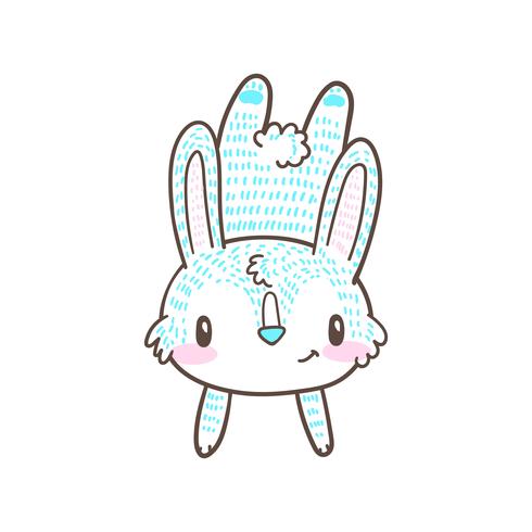 schattige kleine konijn en konijn cartoon doodle vector