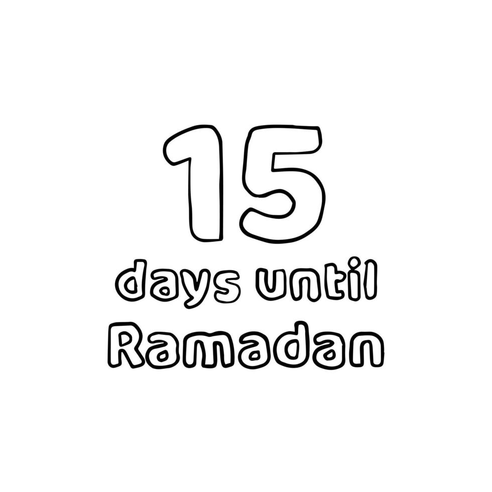 aftellen tot ramadan - 15 dagen tot ramadan - 15 hari menuju ramadhan potloodschetsillustratie vector