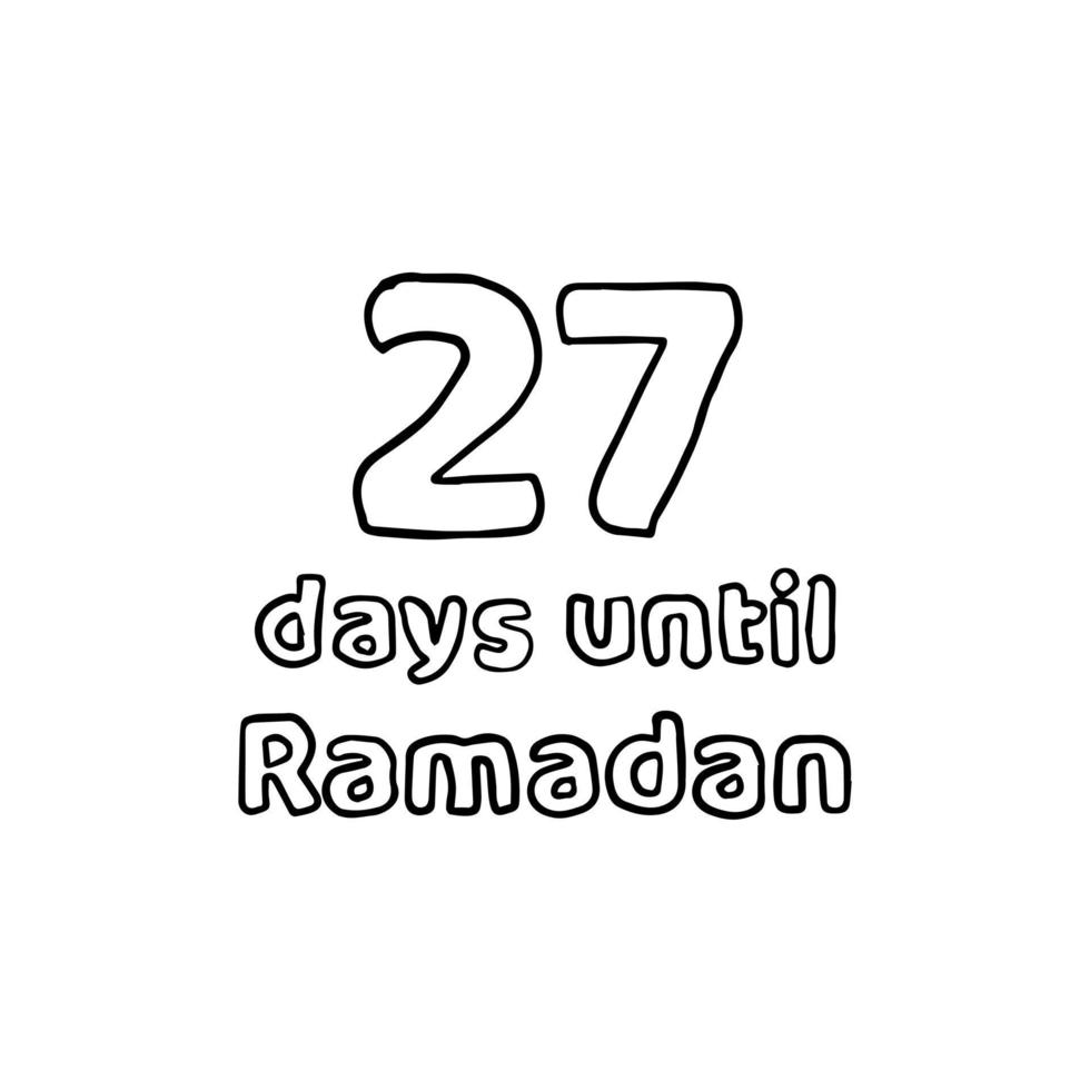 aftellen tot ramadan - 27 dagen tot ramadan - 27 hari menuju ramadhan potloodschetsillustratie vector