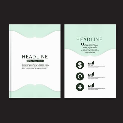 Cover ontwerpsjabloon, jaarverslag dekking, flyer, presentatie, brochure. Sjabloon voor lay-out voorste paginaontwerp met afloop in A4-formaat. vector