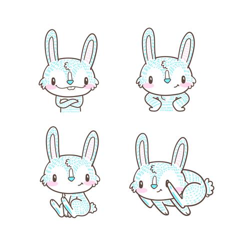 schattige kleine konijn en konijn cartoon doodle vector