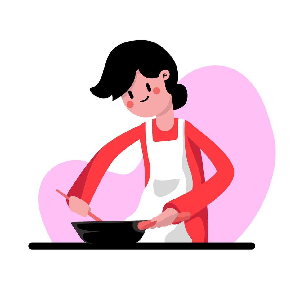 illustratie van een moeder die kookt vector