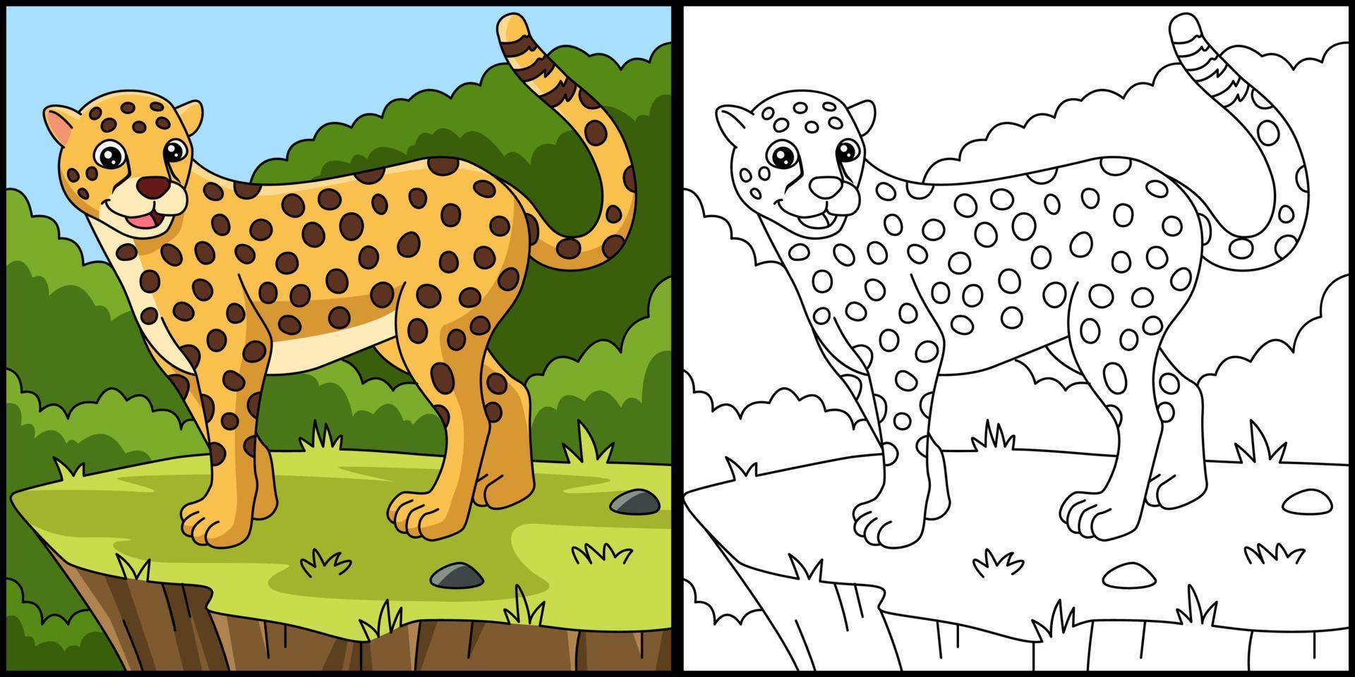 cheetah kleurplaat vectorillustratie vector