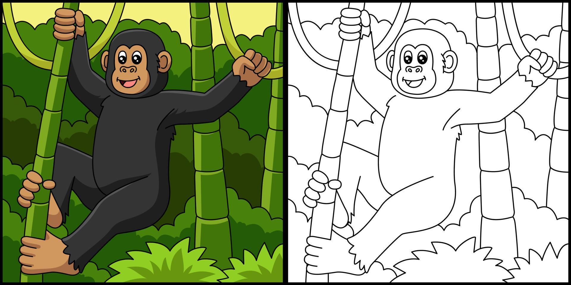 chimpansee kleurplaat vectorillustratie vector