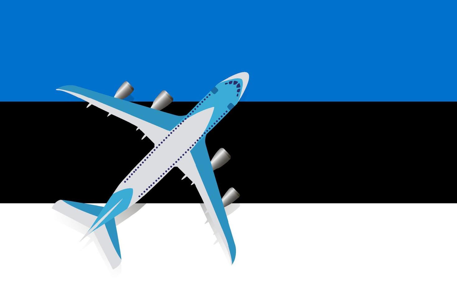 vectorillustratie van een passagiersvliegtuig dat over de vlag van Estland vliegt. concept van toerisme en reizen vector