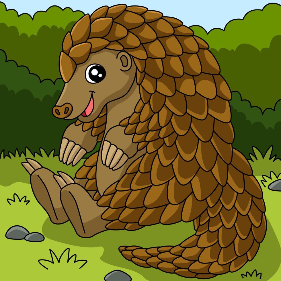 pangolin cartoon vector gekleurde illustratie