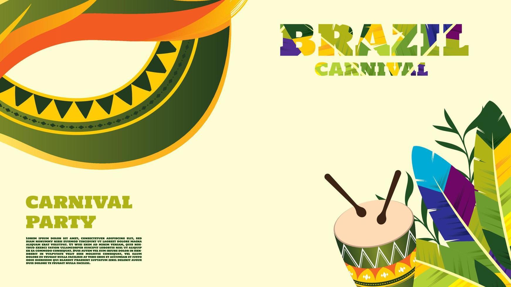 braziliaanse carnaval partij poster achtergrond. post achtergrond, spandoek poster, muziek evenement poster en feest vector