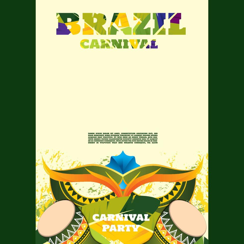 braziliaanse carnaval partij poster achtergrond. post achtergrond, spandoek poster, muziek evenement poster en feest vector