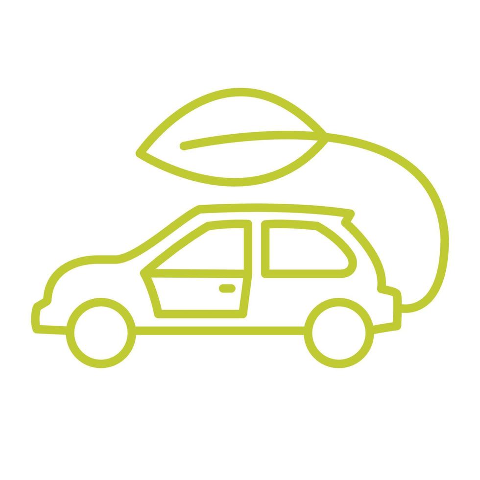 nul uitlaatemissies. milieuvriendelijk voertuig dat biobrandstof gebruikt. electrisch voertuig. eco auto concept groene rit met blad symbool vector