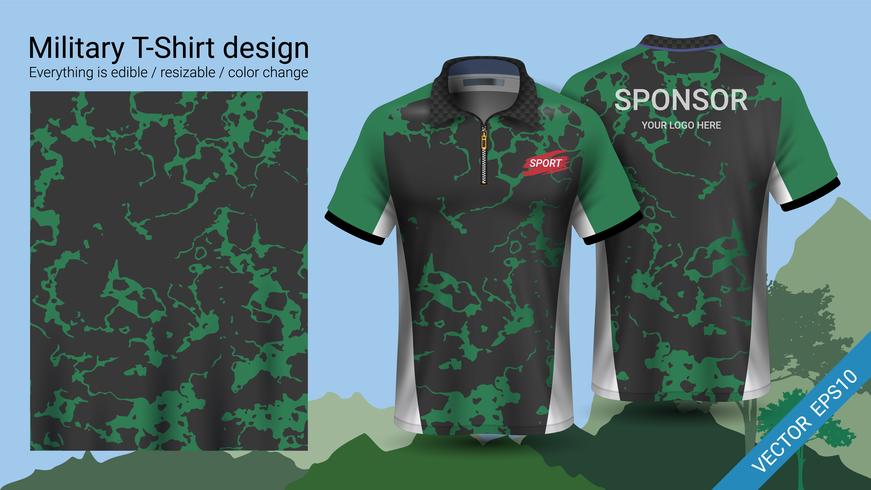 Militair polo t-shirt ontwerp, met camouflage print kleding. vector