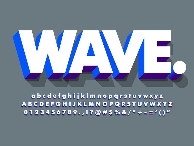 Schoon 3d wit en blauw vet lettertype vector