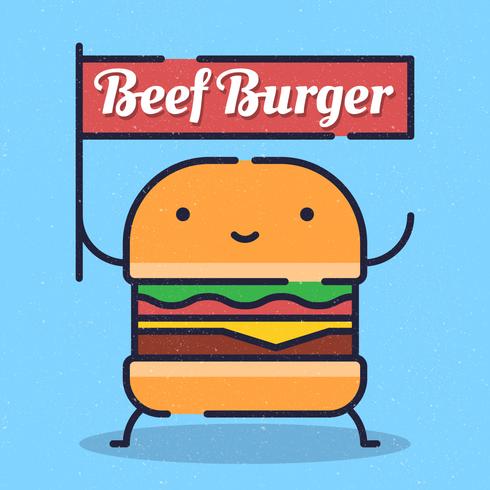 hamburger karakter pictogram vectorillustratie vector