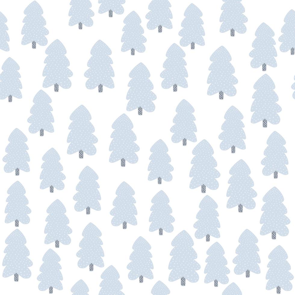 winter pine tree naadloze patroon op witte achtergrond. kerstvakantie bos behang in doodle stijl. vector