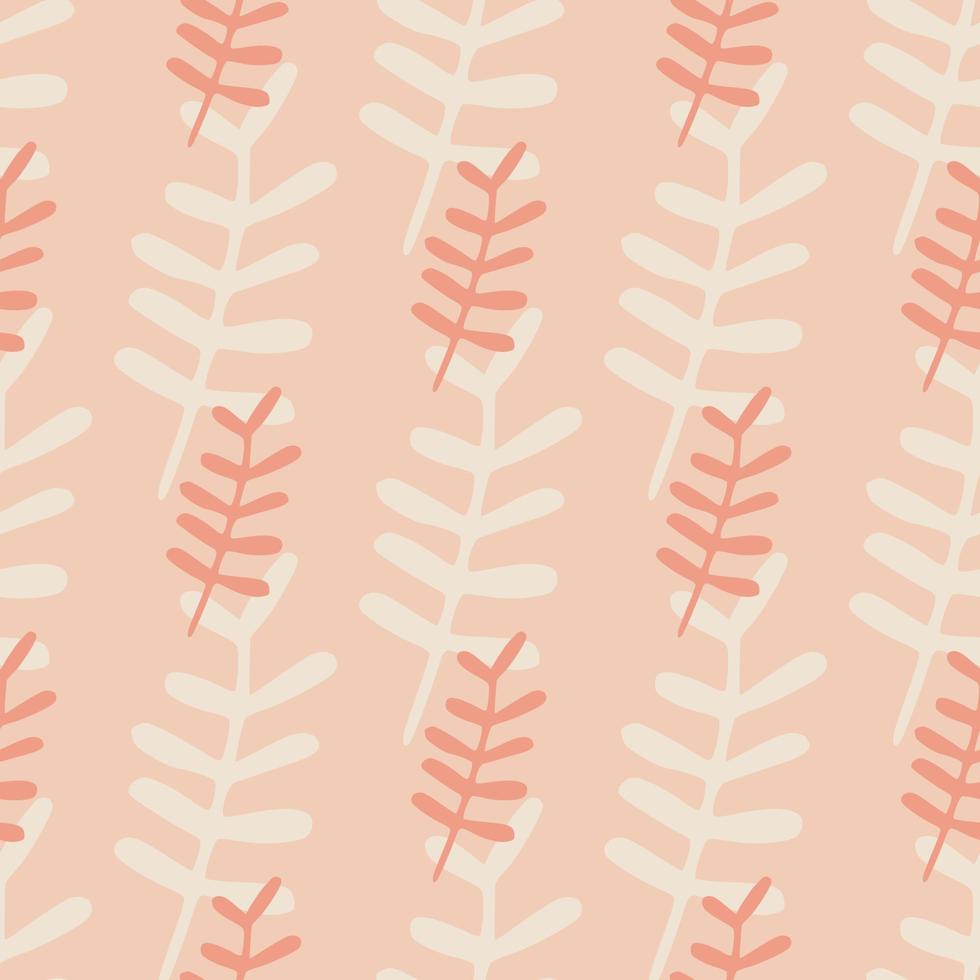 pastelroze roze naadloos naïef patroon met kleine en middelste bloemensilhouetten. eenvoudige achtergrond. vector