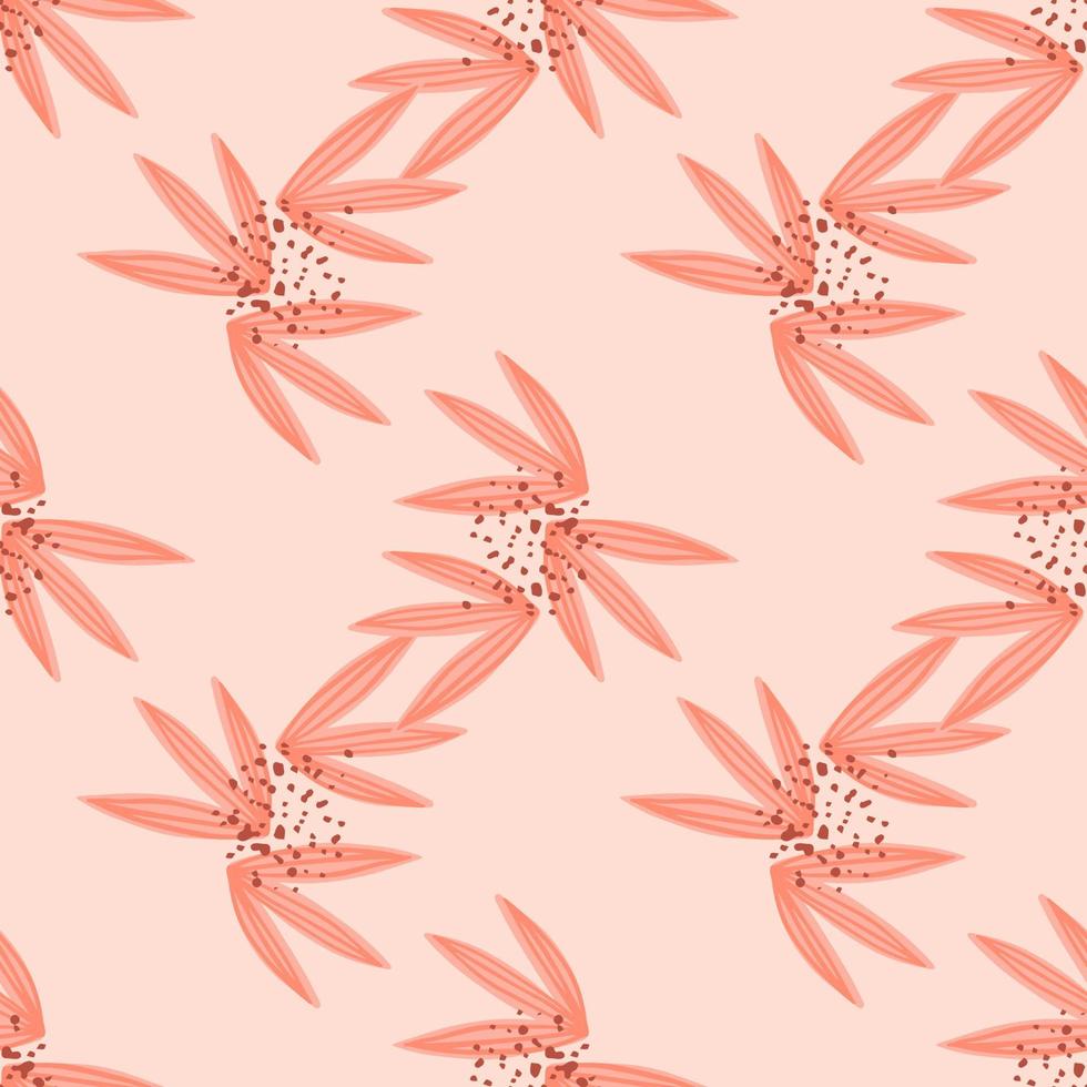 hand getekende abstracte bloemen naadloze patroon op licht roze achtergrond. modern blad eindeloos behang. vector